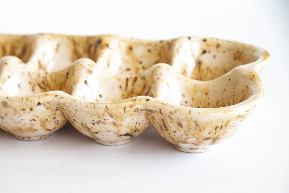 Ceramic Egg Carton in Caramel Speckle