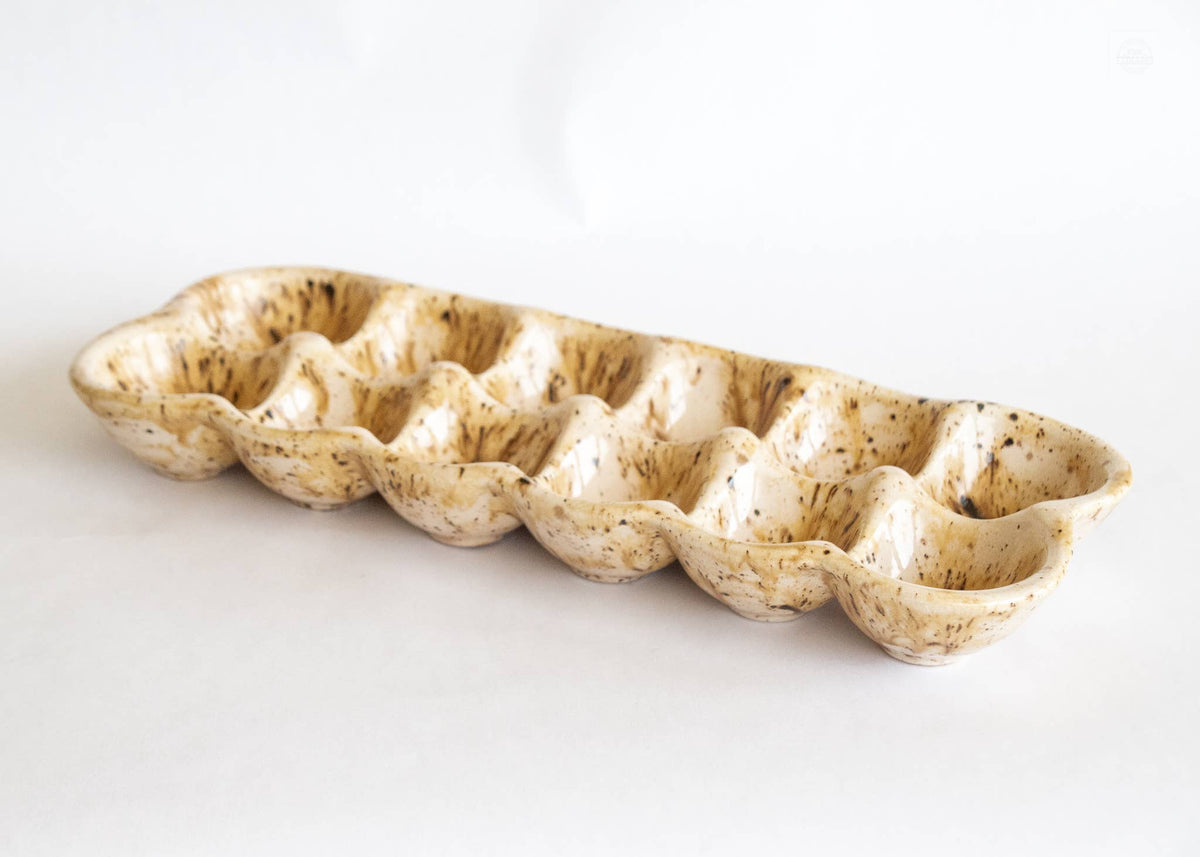 Ceramic Egg Carton in Caramel Speckle
