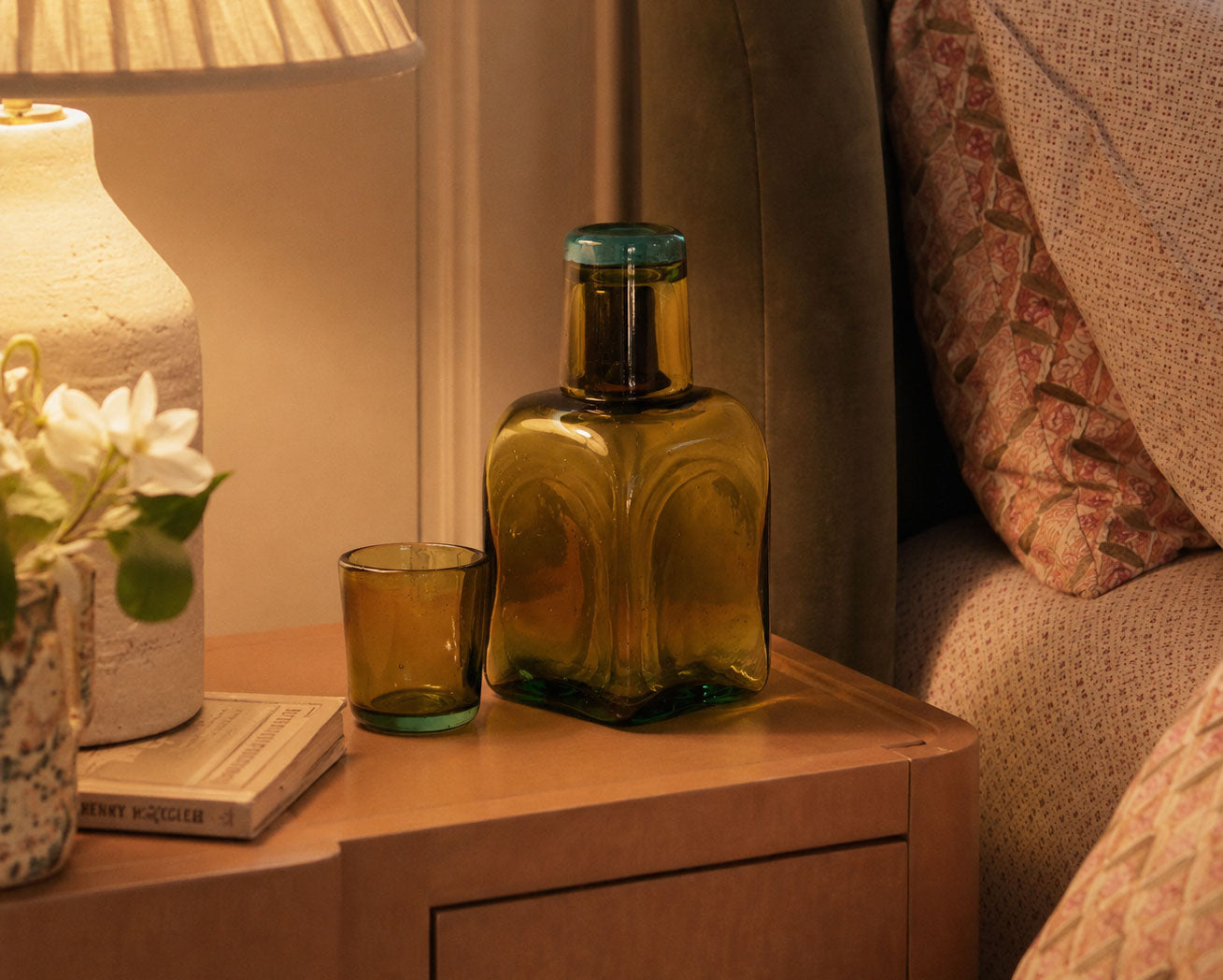 Carafe and Mini Tumbler Set from Handblown Recycled Glass