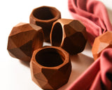 Cherry Wood Geometric Napkin Rings - Set of 6