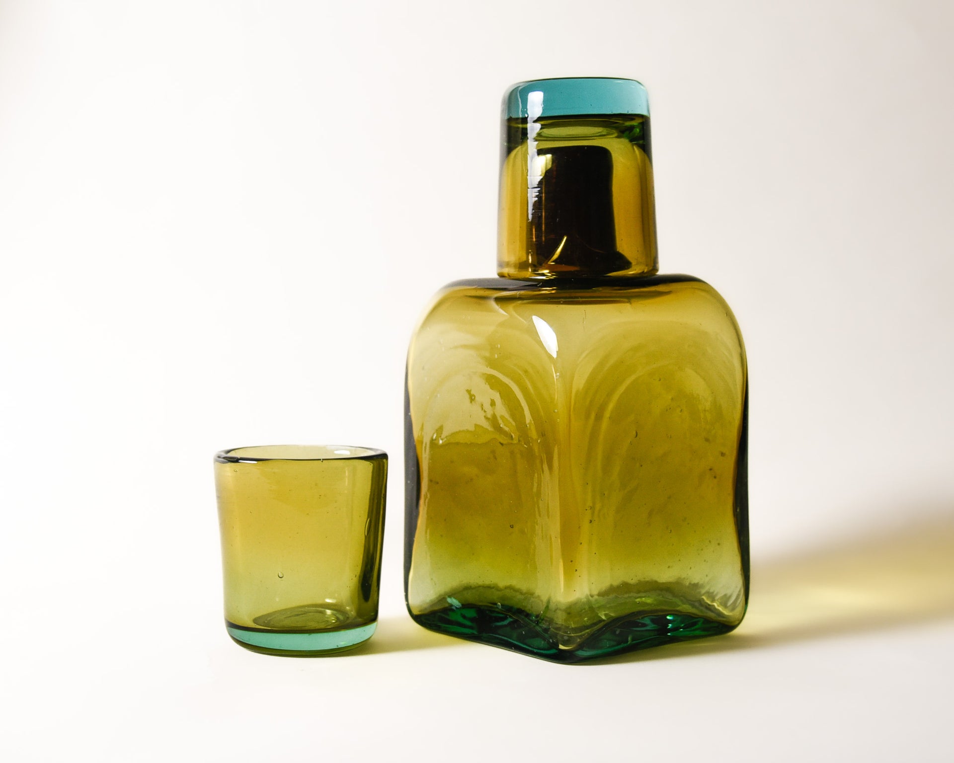 Carafe and Mini Tumbler Set from Handblown Recycled Glass