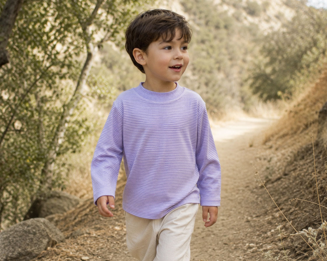 Mini Mock Neck Long Sleeve Shirt, Lavender